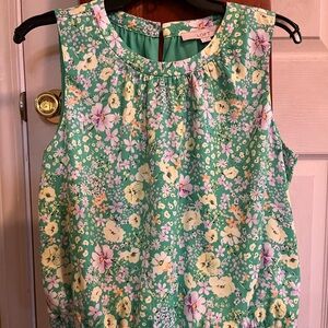 LOFT Green Floral Sleeveless Top NWT size Small